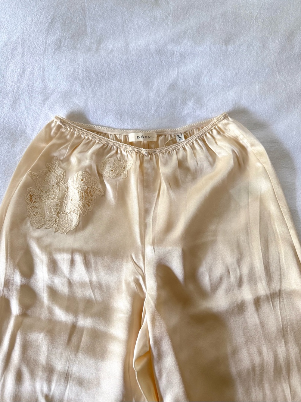 NWT Dôen Lavon Silk Lace-Trimmed Pants in Candlelight Size XXS - Picture 10 of 12